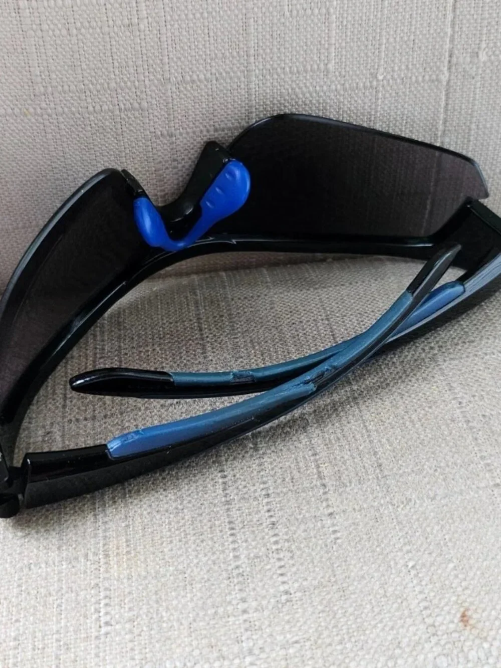 NYS city Men Sunglasses Black Wrap Sport Eyewear Shades Blue Mirror Lenses
